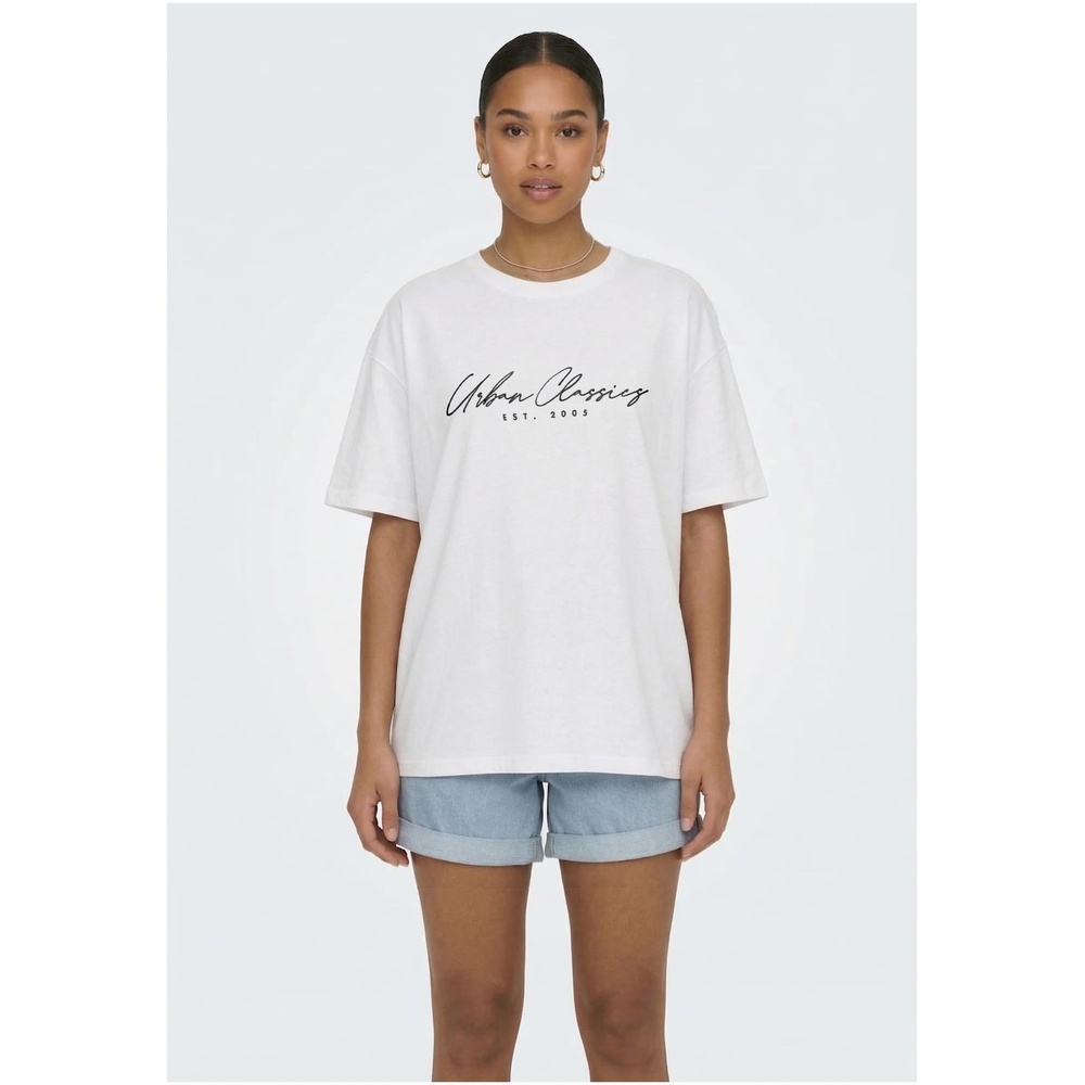 Urban Classics - Script Logo Loose Dames Tshirt - Wit